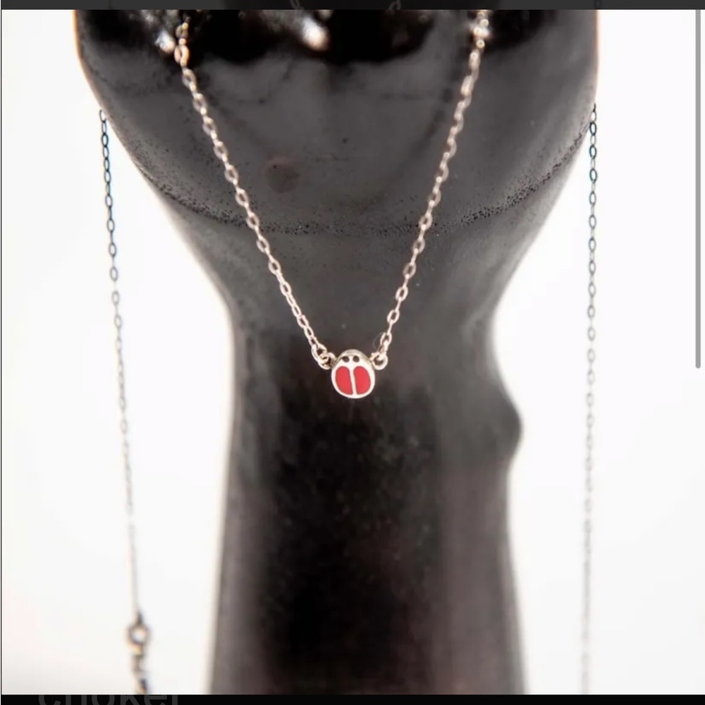 🇮🇹 Silver Children’s Necklace With Red Ladybug